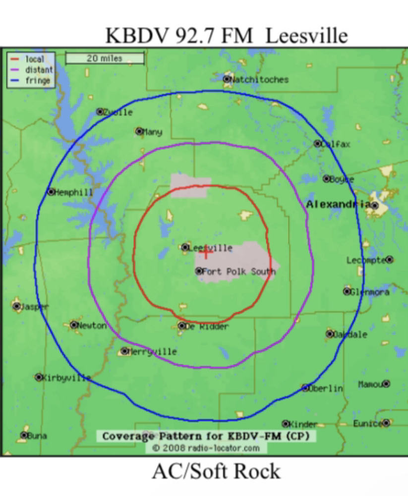 KBDV 92.7 FM coverage map