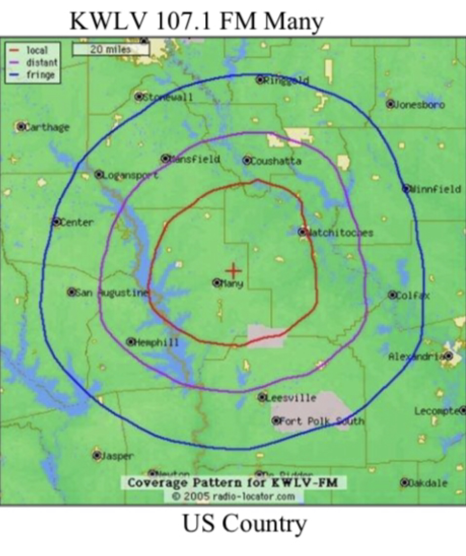 KWLV 107.1 FM coverage map